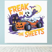 HALLOWEEN MONSTER IN HET BEDDENGORDIJN CANVAS AFDRUK (Insitu (Houten vloer))