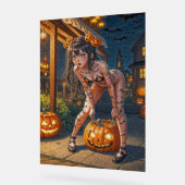 Halloween Monster Jack-o-Lantern & Bat Vixen Girl Acryl Bord (Hoek)