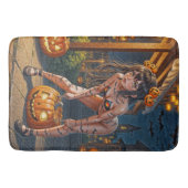 Halloween Monster Jack-o-Lantern & Bat Vixen Girl Badmat (Voorkant)