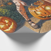 Halloween Monster Jack-o-Lantern & Bat Vixen Girl Cadeaupapier (Hoek)