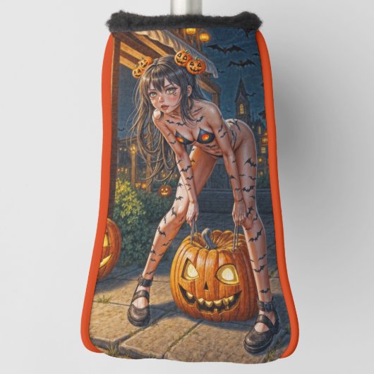 Halloween Monster Jack-o-Lantern & Bat Vixen Girl Golfheadcover (Draai 90)