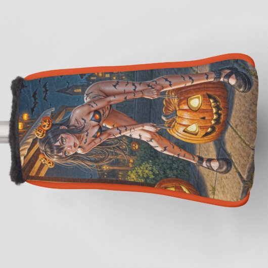 Halloween Monster Jack-o-Lantern & Bat Vixen Girl Golfheadcover (Voorkant)