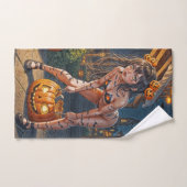 Halloween Monster Jack-o-Lantern & Bat Vixen Girl Handdoek (Handdoek)