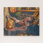 Halloween Monster Jack-o-Lantern & Bat Vixen Girl Legpuzzel (Horizontaal)