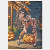 Halloween Monster Jack-o-Lantern & Bat Vixen Girl Magneet (Voorkant)