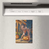 Halloween Monster Jack-o-Lantern & Bat Vixen Girl Magneet (Insitu (Vaatwasser))
