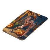 Halloween Monster Jack-o-Lantern & Bat Vixen Girl Magneet (Linkerzijde)