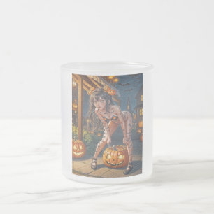 Halloween Monster Jack-o-Lantern & Bat Vixen Girl Matglas Koffiemok