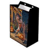 Halloween Monster Jack-o-Lantern & Bat Vixen Girl Medium Cadeauzakje (Achterkant Gekanteld)