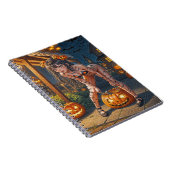 Halloween Monster Jack-o-Lantern & Bat Vixen Girl Notitieboek (Rechterzijde)