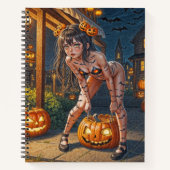 Halloween Monster Jack-o-Lantern & Bat Vixen Girl Notitieboek (Voorkant)