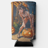 Halloween Monster Jack-o-Lantern & Bat Vixen Girl Seltzer Blikjeskoeler (Voorkant)