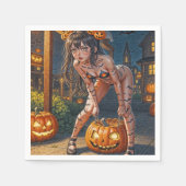 Halloween Monster Jack-o-Lantern & Bat Vixen Girl Servet (Voorkant)