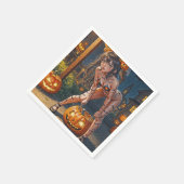 Halloween Monster Jack-o-Lantern & Bat Vixen Girl Servet (Hoek)