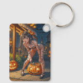 Halloween Monster Jack-o-Lantern & Bat Vixen Girl Sleutelhanger (Achterkant)