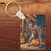 Halloween Monster Jack-o-Lantern & Bat Vixen Girl Sleutelhanger (Voorkant)