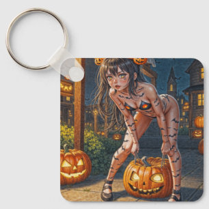 Halloween Monster Jack-o-Lantern & Bat Vixen Girl Sleutelhanger