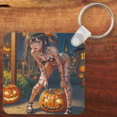 Halloween Monster Jack-o-Lantern & Bat Vixen Girl Sleutelhanger (Achterkant)