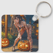 Halloween Monster Jack-o-Lantern & Bat Vixen Girl Sleutelhanger (Achterkant)