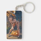 Halloween Monster Jack-o-Lantern & Bat Vixen Girl Sleutelhanger (achterkant)