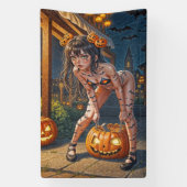 Halloween Monster Jack-o-Lantern & Bat Vixen Girl Spandoek (Verticaal)