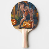 Halloween Monster Jack-o-Lantern & Bat Vixen Girl Tafeltennisbatje (Voorkant)