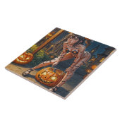 Halloween Monster Jack-o-Lantern & Bat Vixen Girl Tegeltje (Zijkant)