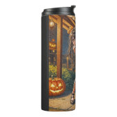 Halloween Monster Jack-o-Lantern & Bat Vixen Girl Thermosbeker (Gedraaid links)