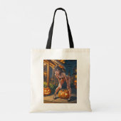 Halloween Monster Jack-o-Lantern & Bat Vixen Girl Tote Bag (Achterkant)