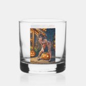 Halloween Monster Jack-o-Lantern & Bat Vixen Girl Whisky Glas (Voorkant)