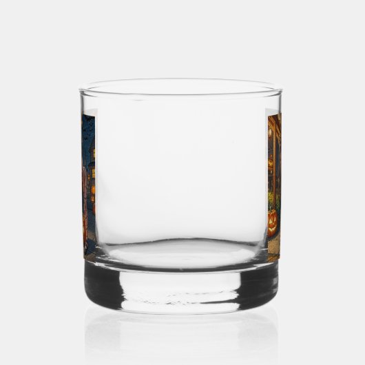 Halloween Monster Jack-o-Lantern & Bat Vixen Girl Whisky Glas (Links)