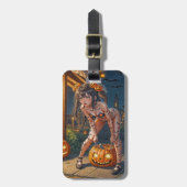 Halloween Monster Jack-o-Lantern & Vleermuis Vixen Bagagelabel (Voorkant verticaal)
