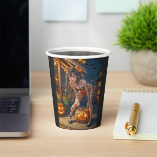 Halloween Monster Jack-o-Lantern & Vleermuis Vixen Papieren Bekers