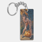 Halloween Monster Jack-o-Lantern & Vleermuis Vixen Sleutelhanger (Voorkant Links)