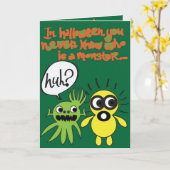 Halloween Monster Kaart (Gele Bloem)