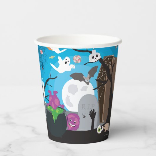 Halloween Monster Kinder Halloween Party Papieren Bekers (Achterkant)