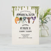 Halloween Monster Letters Halloween Party Kaart (Staand voorkant)