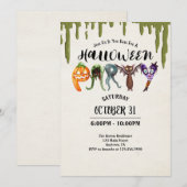 Halloween Monster Letters Halloween Party Kaart (Voorkant / Achterkant)