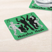 Halloween Monster Mash Dance Party Kartonnen Onderzetters (Schuin)