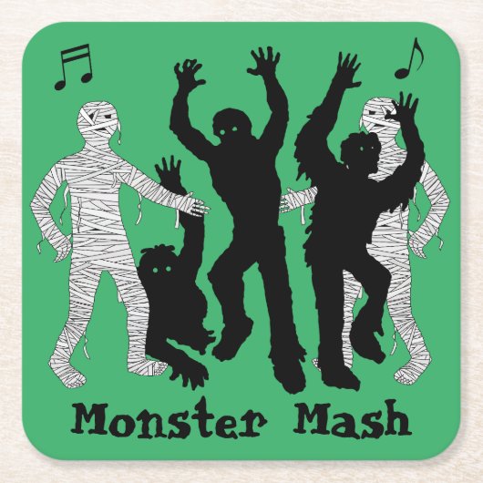 Halloween Monster Mash Dance Party Kartonnen Onderzetters (Voorkant)