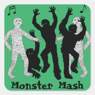 Halloween Monster Mash Dance Party Vierkante Sticker