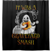 Halloween Monster Mash Ghost Graveyard Smash Douchegordijn (Voorkant)