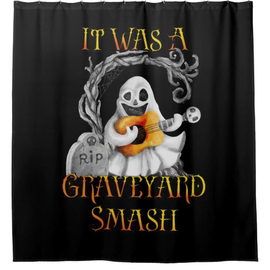 Halloween Monster Mash Ghost Graveyard Smash Douchegordijn (Voorkant)
