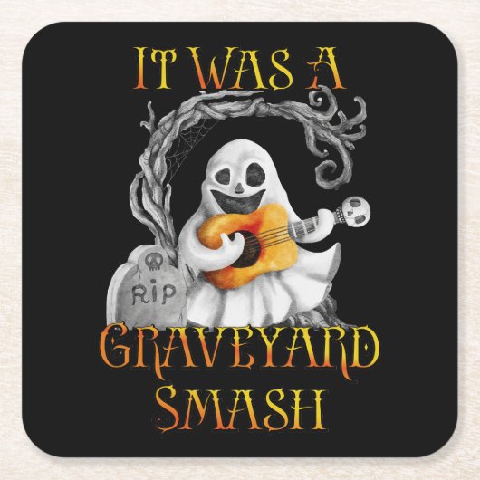 Halloween Monster Mash Ghost Graveyard Smash Kartonnen Onderzetters (Voorkant)