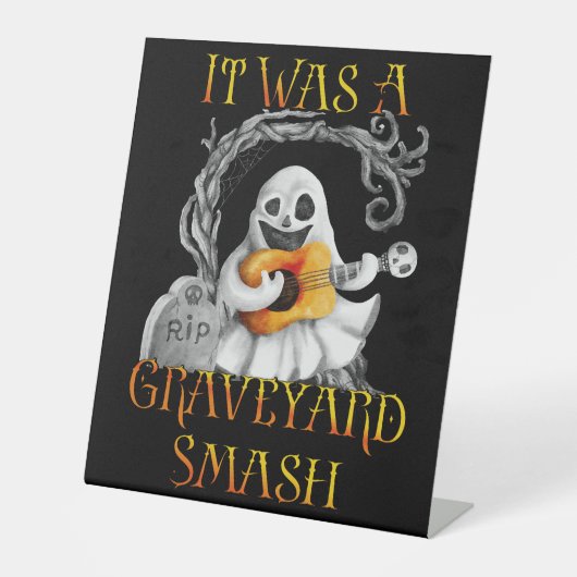 Halloween Monster Mash Ghost Graveyard Smash Reclamebord Met Voetstuk (Voorkant)