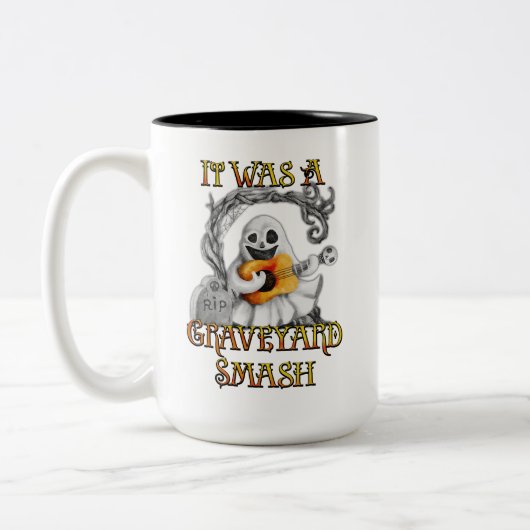 Halloween Monster Mash Ghost Graveyard Smash Tweekleurige Koffiemok (Links)