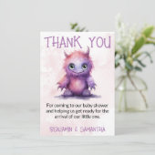 Halloween Monster Meisje Baby shower Dank u Kaart (Staand voorkant)
