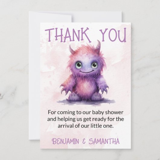Halloween Monster Meisje Baby shower Dank u Kaart (Voorkant)
