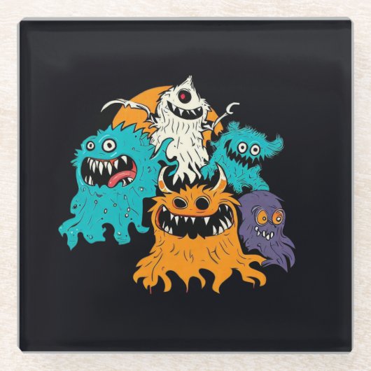 Halloween/Monster/Oktober/Herfst Glazen Onderzetter (Voorkant)