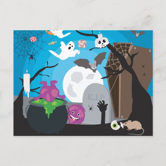 Halloween Monster Scene Briefkaart (Voorkant)